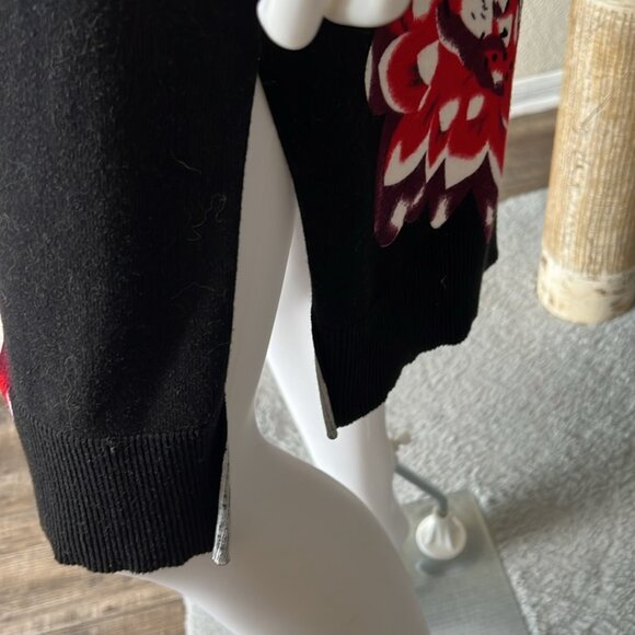 Relativity Long Cardigan Floral Black Red Medium - Picture 7 of 10